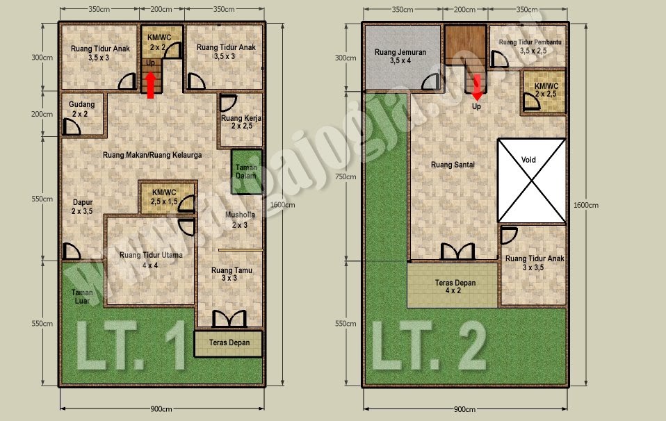 Desain Denah Rumah 2 lantai di Atas Lahan 144 m2  Blognya 