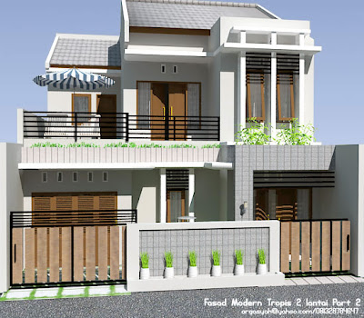 Desain Fasad Rumah 2 Lantai Modern Tropis Part Argajogja Blog