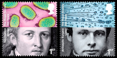 British stamps (2010) featuring Edward Jenner and Joseph Lister