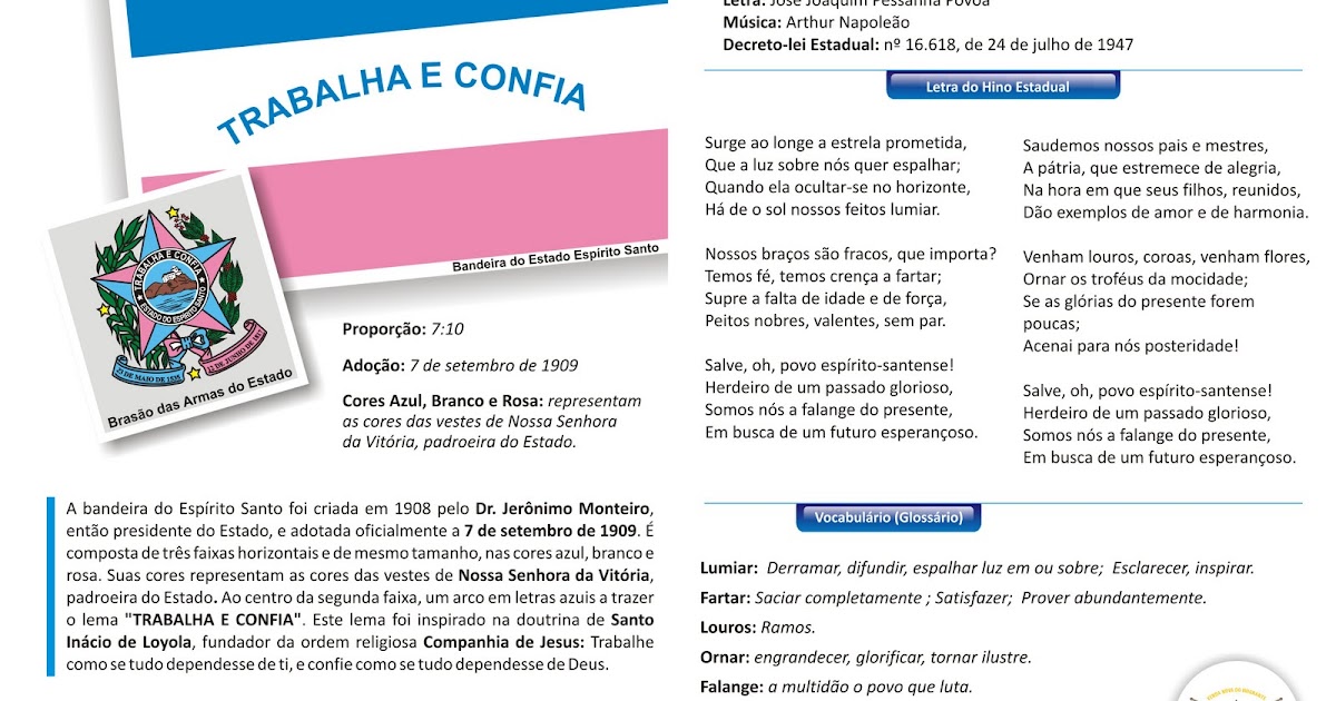 VISITE O ESPÍRITO SANTO E CONHEÇA AS MARAVILHAS QUE O ESTADO TEM A OFERECER. hino do es