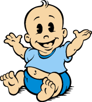 Cartoon baby free clipart with blue shirt.
