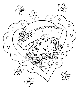 Strawberry shortcake coloring pages with heart shaped border