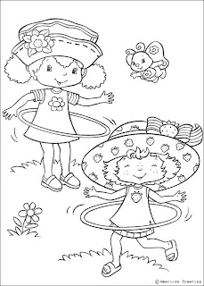 Strawberry Shortcake coloring pages with hula hoops!