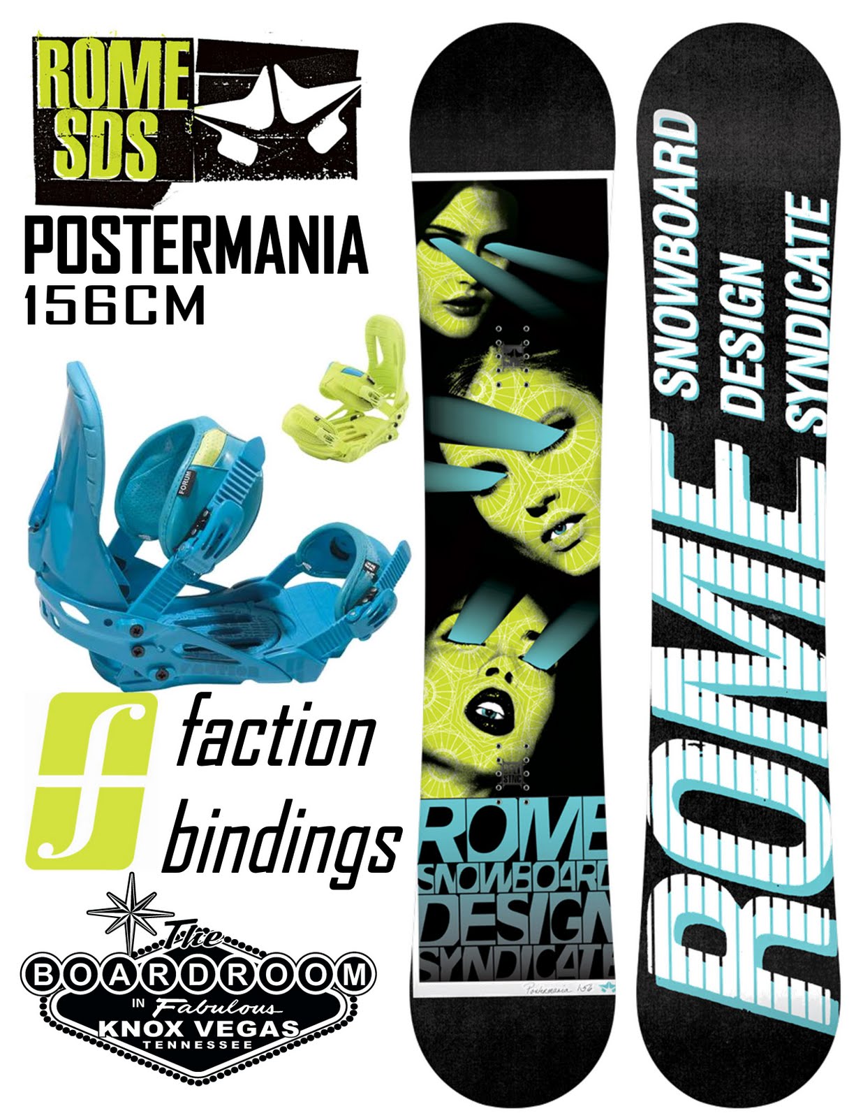 The Board Room ROME POSTERMANIA SNOWBOARD AND FORUM FACTION BINDINGS