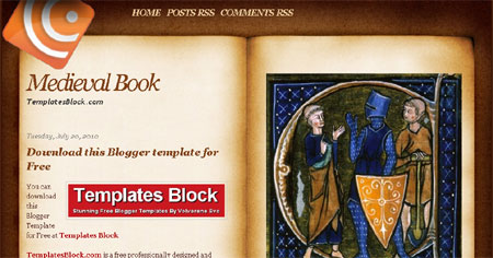 Free Blogger Medieval Book Style Web2.0 Template