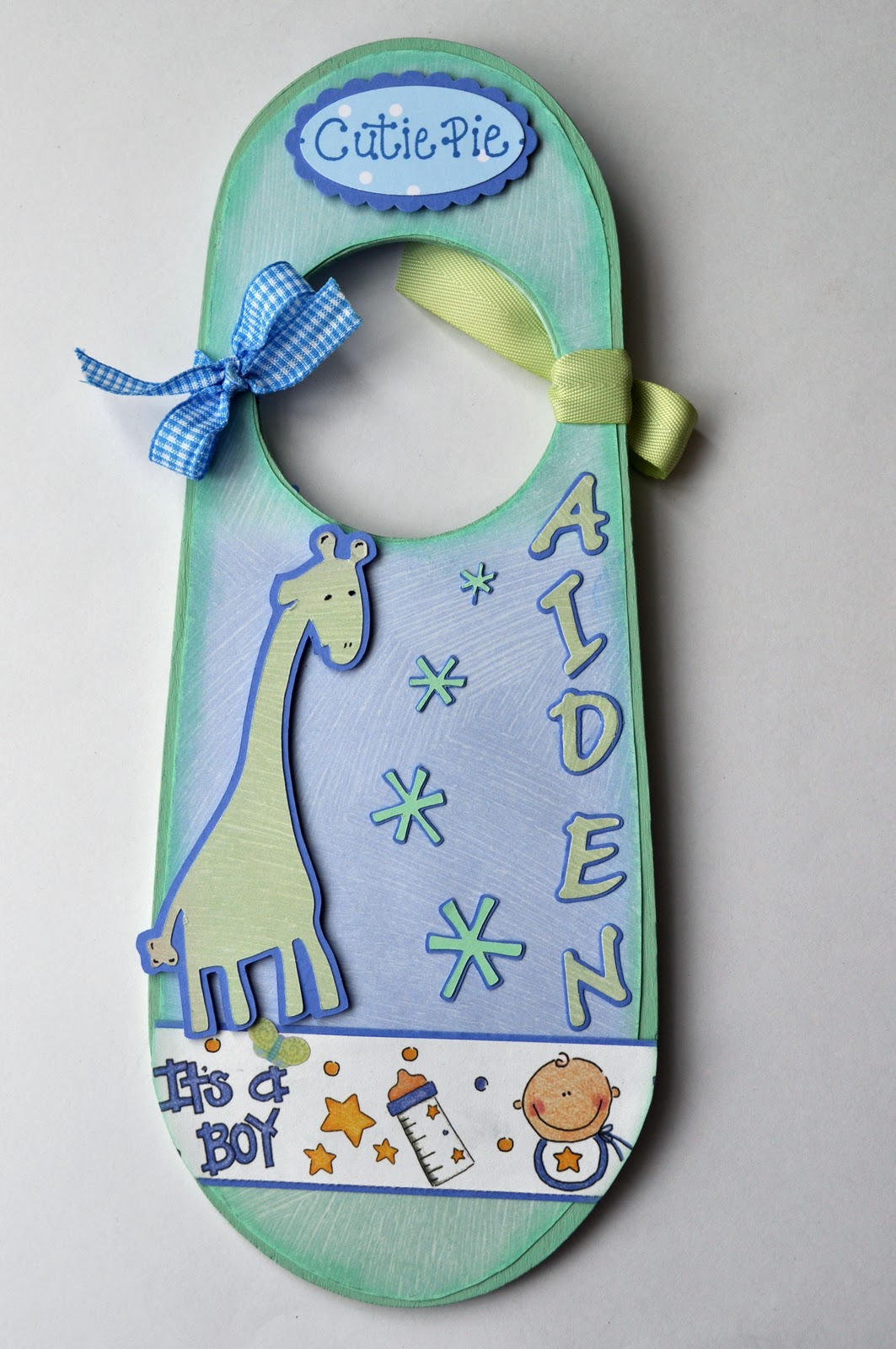 Inky Fingers New baby door hanger gift.