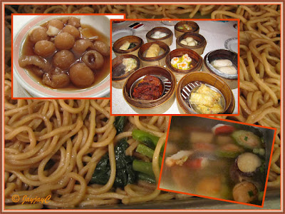 Noodles, yong tau foo, dim sum and hot longan with pak hup