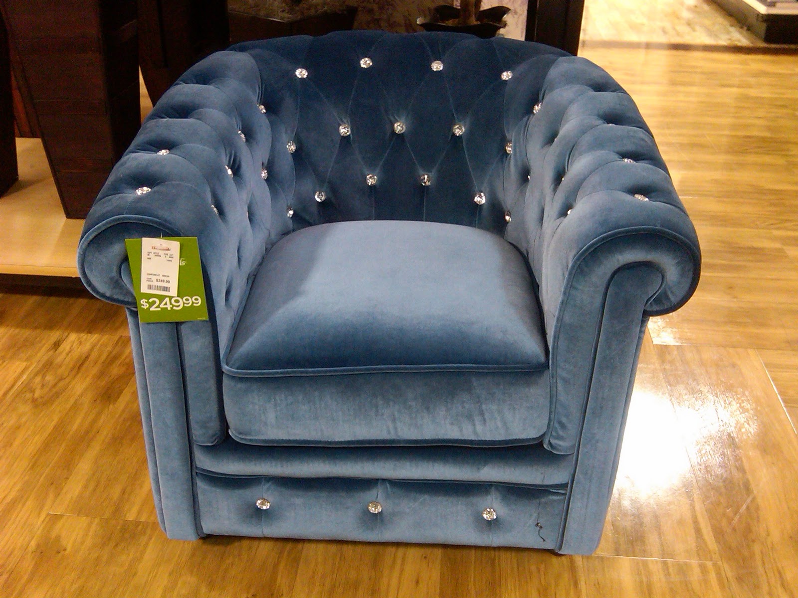 Anything But Ordinary Blue Velvet Tufted Club Chair