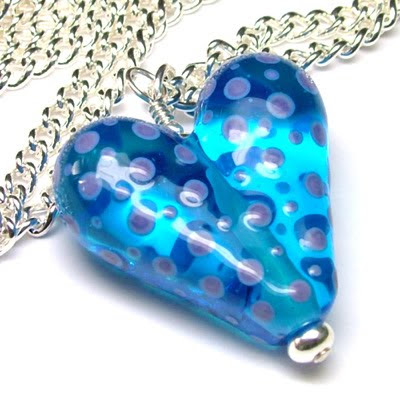 Lampwork Glass Heart Bead Necklace