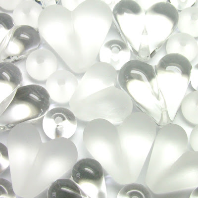 Clear Lampwork Glass Heart Beads
