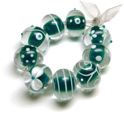 Teal Lampwork Glass Beads
