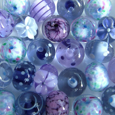 Blue & Purple Lampwork Glass Beads