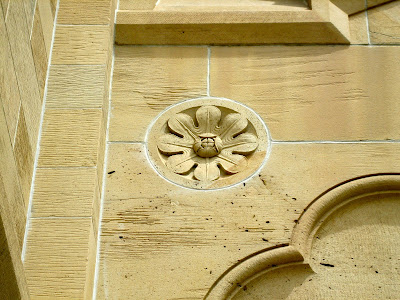 photo of a sanstaone architectural detail at the university at which the author works