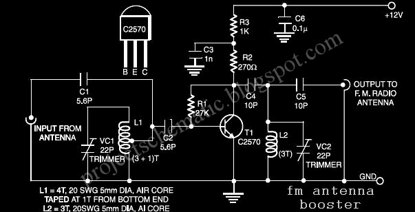 Free Project Circuit Schematic: FM Antenna Booster Circuit