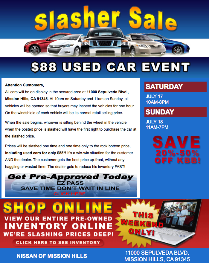 Used Cars For Sale Nissan Of Mission Hills Slasher Sale