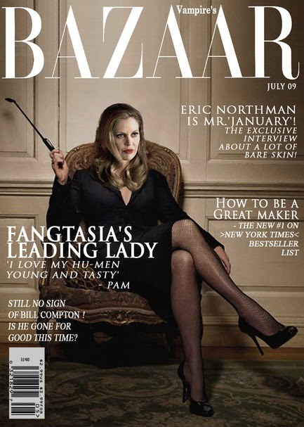 Pam her lovely shoes on the cover of Bazaar