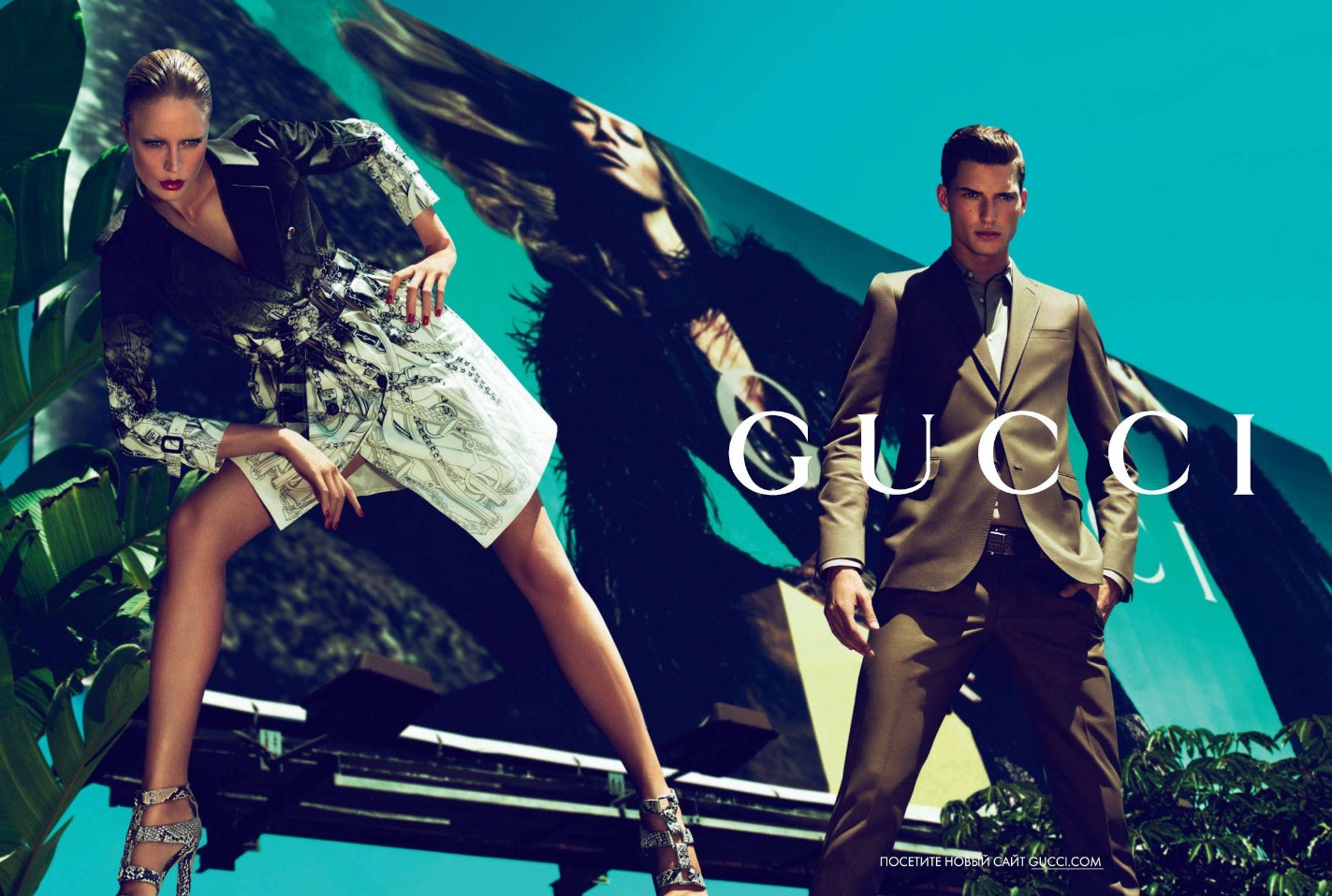 Gucci: Ad Campaign: Resort 2010: Raquel Zimmermann and Nikola Jovanovic