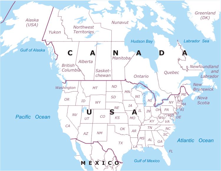 Mapa Norteamerica Con Nombres Imagui