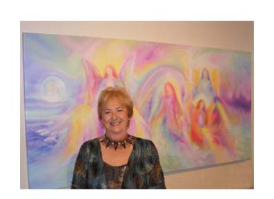 Glenyss with some of her Angel Art at Sanctuary Angel Gallery In Frankston