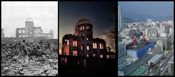 Hiroshima destruida y en la actualidad