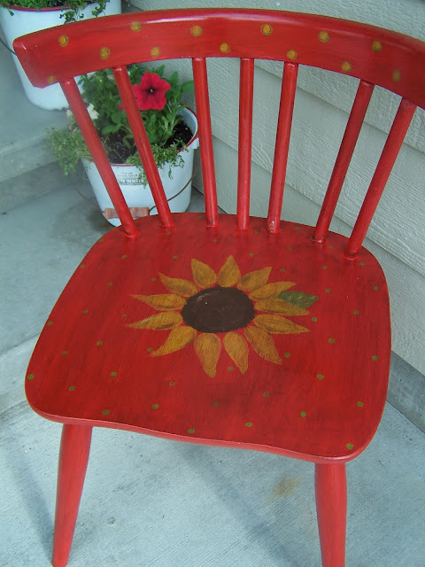 sunflower chairs http://bec4-beyondthepicketfence.blogspot.com/2010/06/sunflower-chairs.html