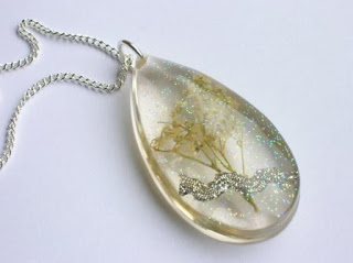 Preserved wedding flower pendant