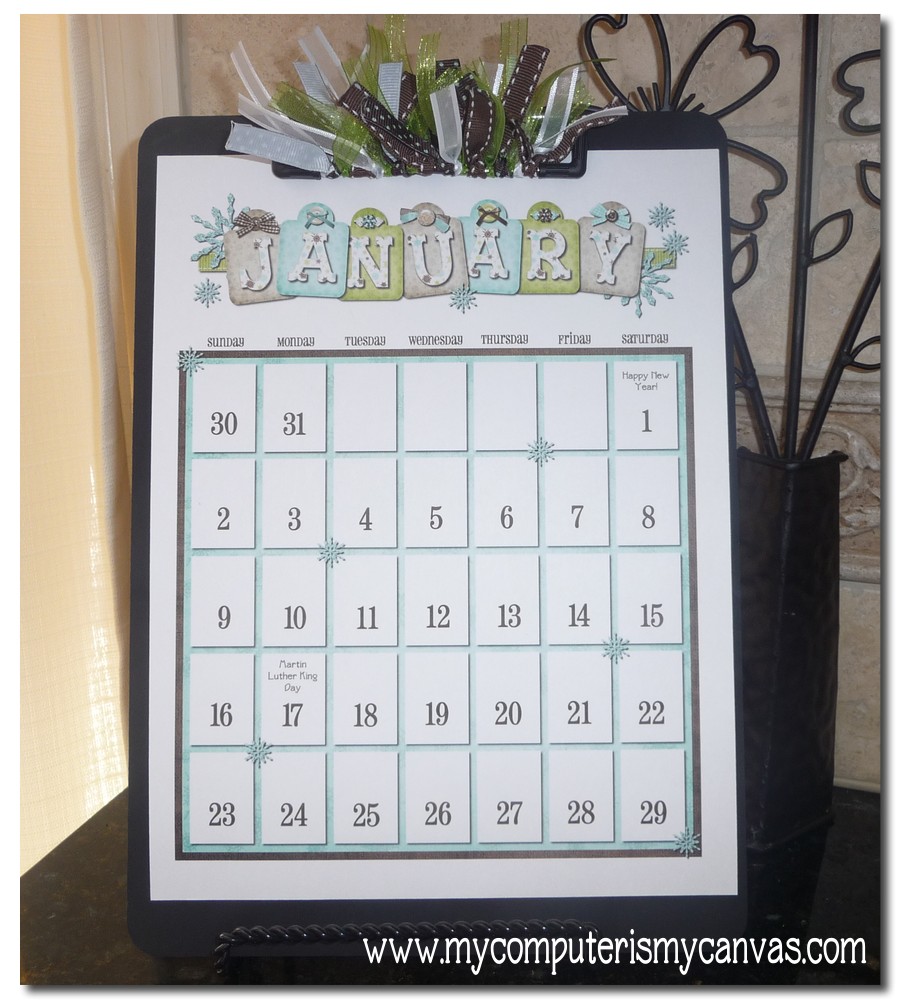 Clipboard Calendar PRINTABLE My Computer is My Canvas
