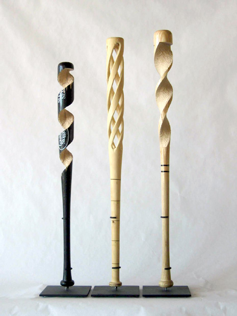 Peter Schuyff Carved wooden Baseball Bats