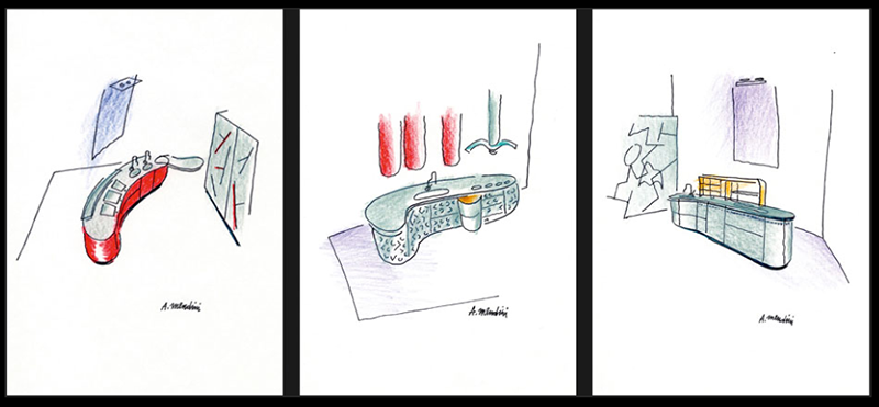 kitchen sketches by Alessandro Mendini