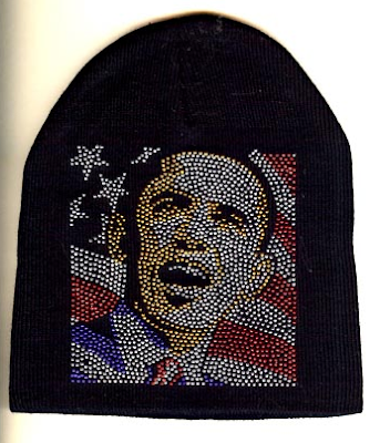 Obama beanie with colored crystals