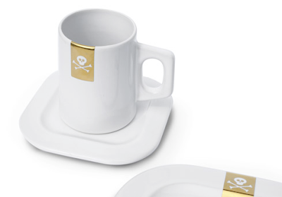 porcelain dinnerware with gold skulls