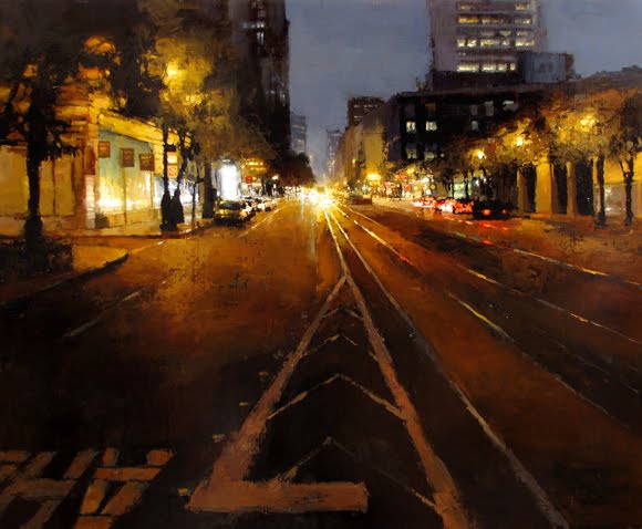 Evening Lights On Market Street by Jeremy Mann