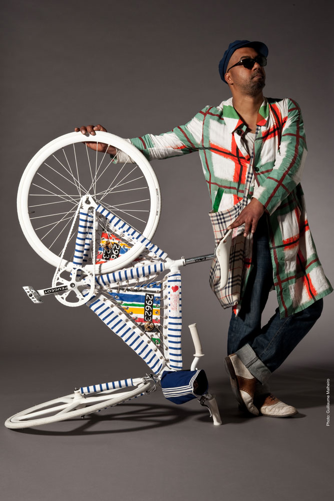 Karim Bonnet poses with his customized Peugeot bike