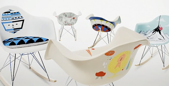 artist decorated eames shell rocker chairs