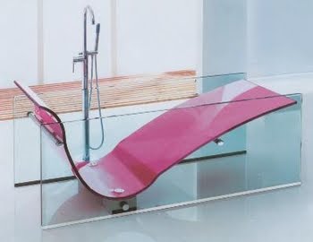 Falling water glass tub pink
