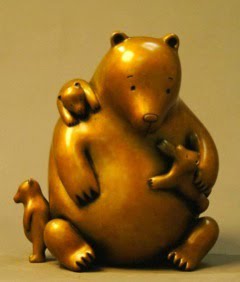 Bronze Mama Bear sculpture by Tom Otterness