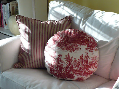 red toile pillow