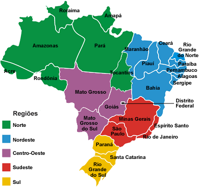 Caminhos Para o Saber: Mapa da Regiões Brasileiras