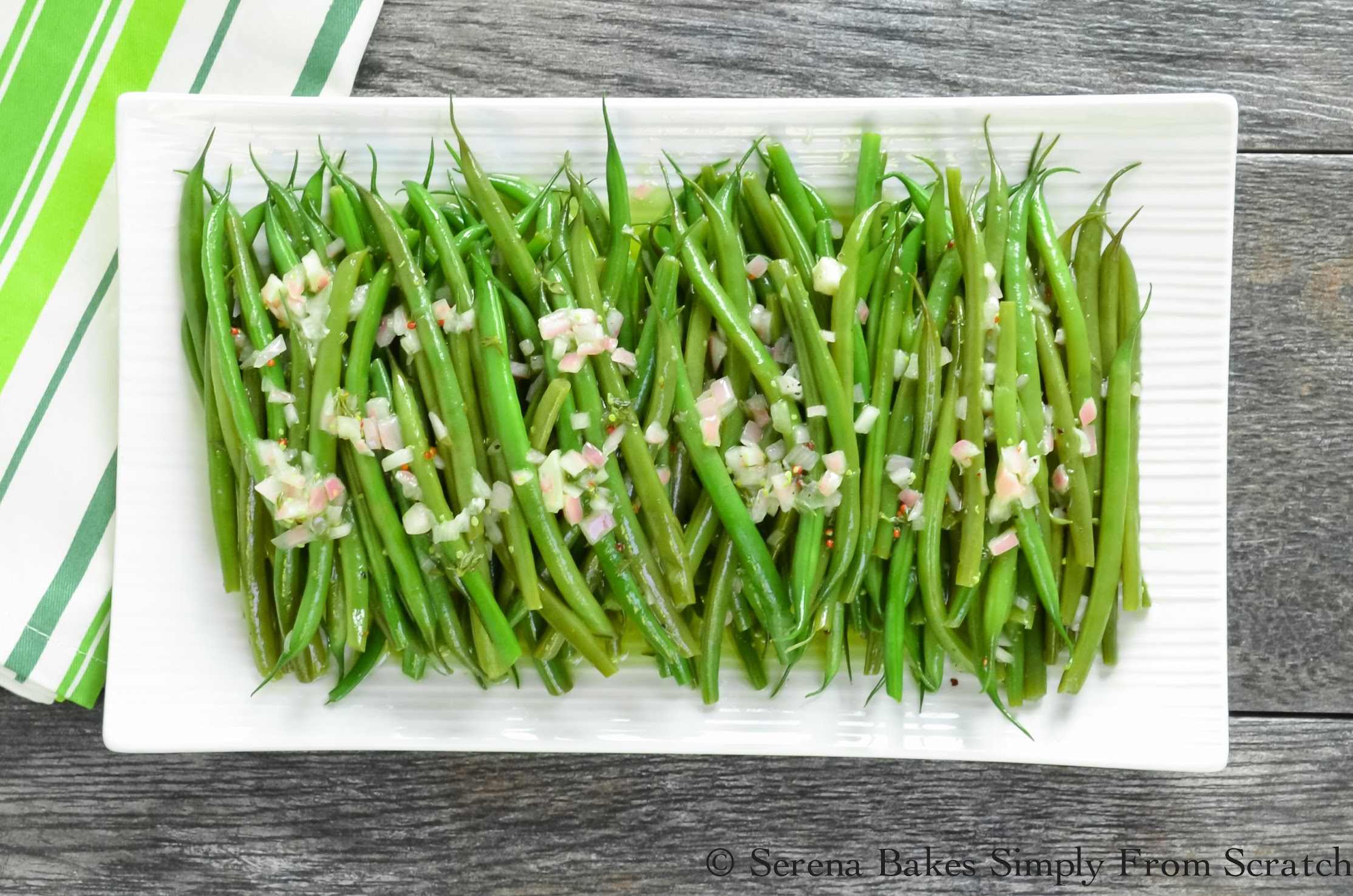 Green Bean Salad With Grainy Dijon Shallot Vinaigrette Serena Bakes Simply From Scratch